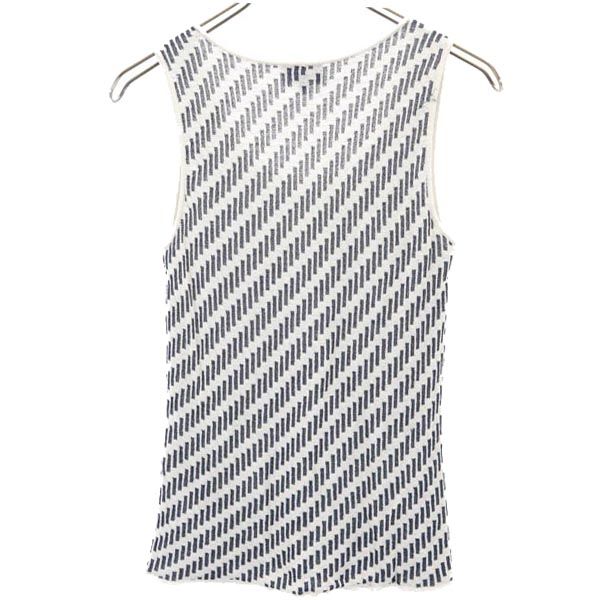 GIORGIO ARMANI ジョルジオアルマーニ イタリア製 シルクブレンド 総柄 タンクトップ 38 ネイビー系 レディース