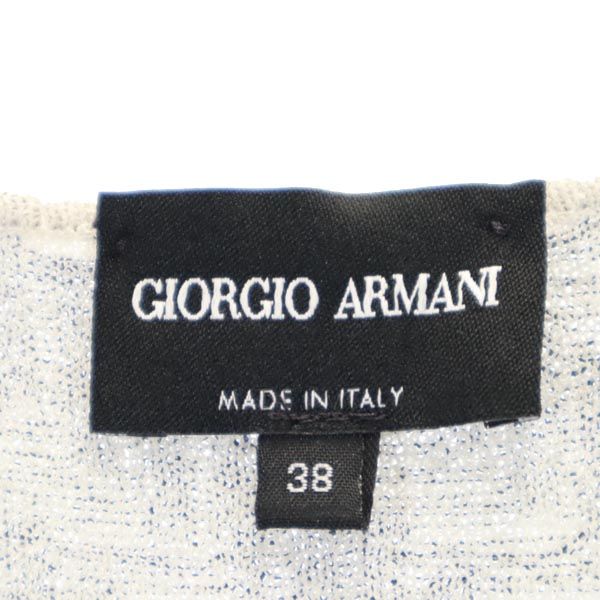 GIORGIO ARMANI ジョルジオアルマーニ イタリア製 シルクブレンド 総柄 タンクトップ 38 ネイビー系 レディース