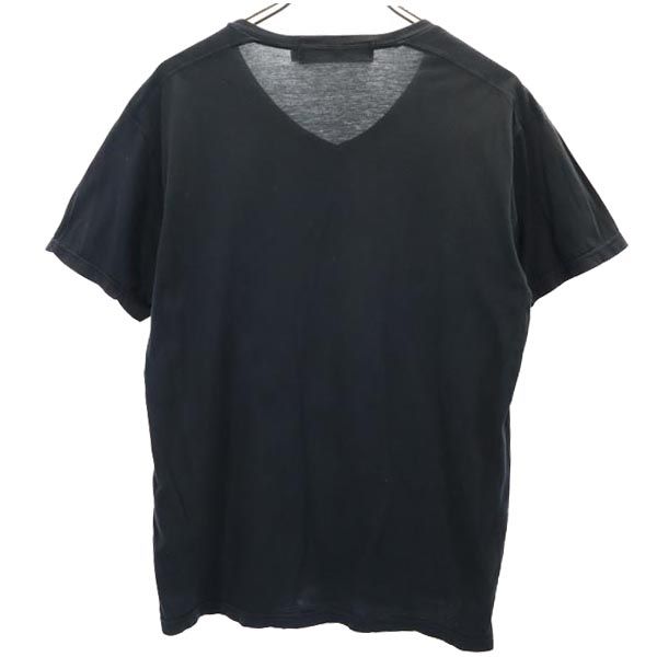 marka マーカ 日本製 プリント 半袖 Vネック Tシャツ 2 ブラック系 メンズ