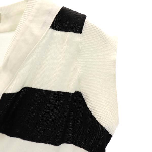 エンポリオアルマーニ ボーダー ノースリーブ ニット カットソー 40 白×黒 Emporio Armani レディース