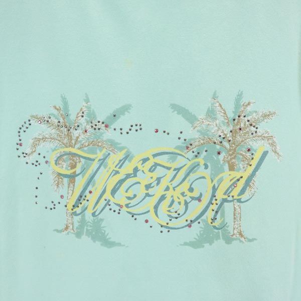 MAX MARA マックスマーラ プリント 半袖 Tシャツ L 水色系 ラインストーン レディース