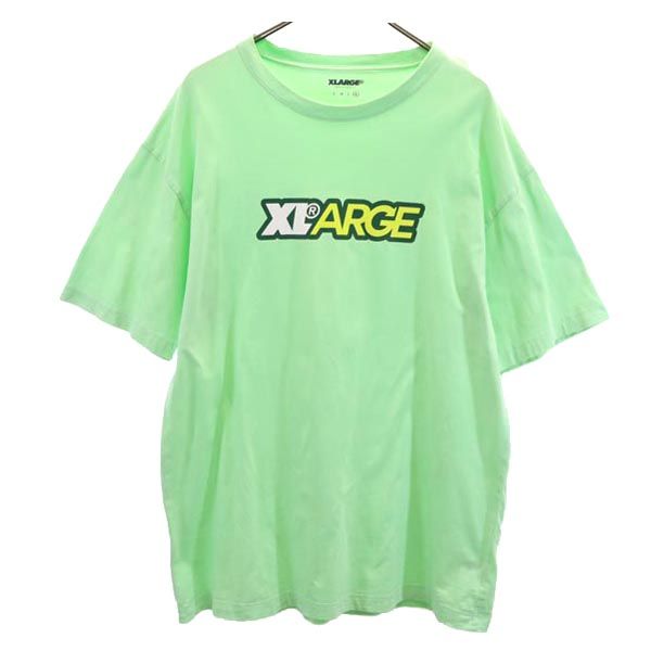 XLARGE エクストララージ ロゴプリント 半袖 Tシャツ XL 黄緑系 メンズ