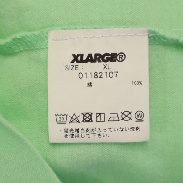 XLARGE エクストララージ ロゴプリント 半袖 Tシャツ XL 黄緑系 メンズ