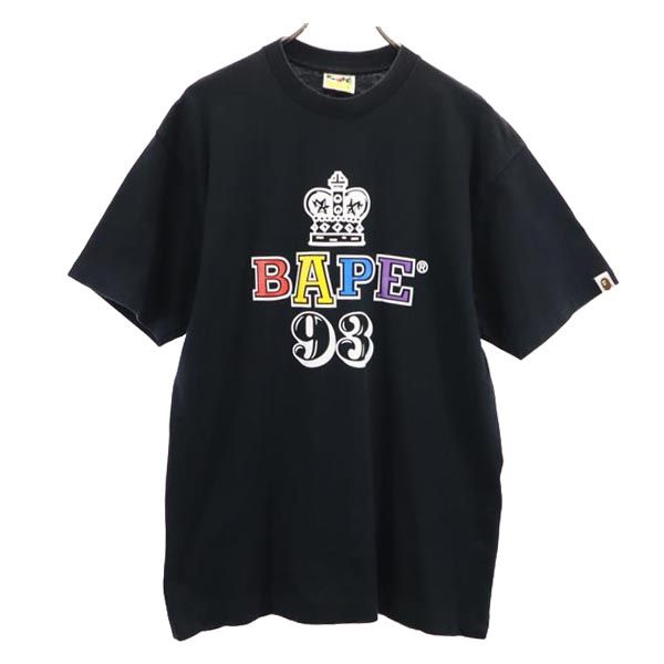 A BATHING APE アベイシングエイプ 日本製 ロゴプリント 半袖 Tシャツ L 黒 メンズ
