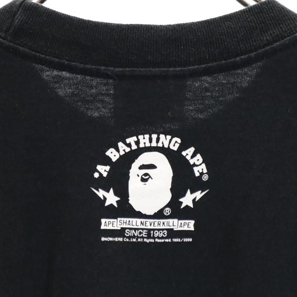 A BATHING APE アベイシングエイプ 日本製 ロゴプリント 半袖 Tシャツ L 黒 メンズ