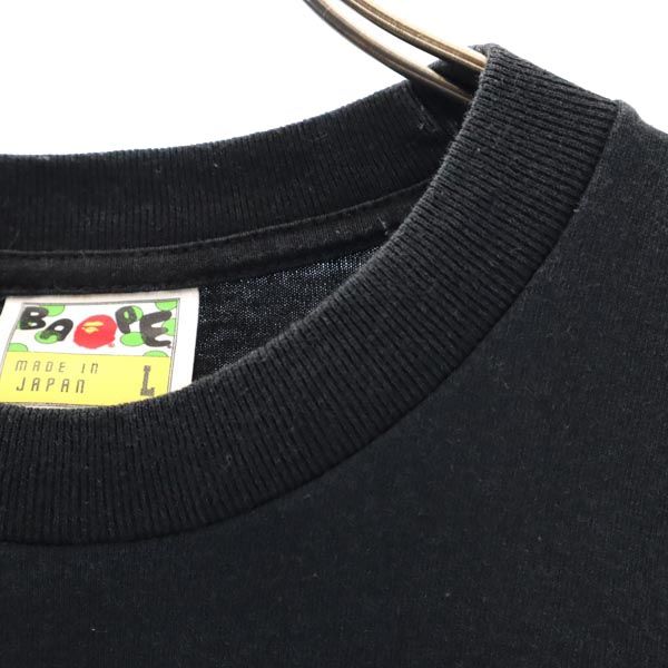 A BATHING APE アベイシングエイプ 日本製 ロゴプリント 半袖 Tシャツ L 黒 メンズ