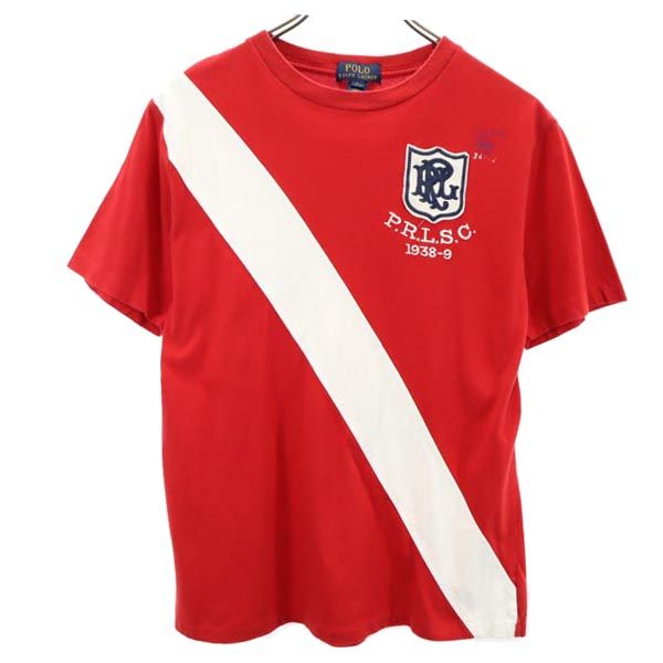 POLO RALPH LAUREN ポロラルフローレン ロゴ刺繍 半袖 Tシャツ L(14-16) レッド×ホワイト キッズ
