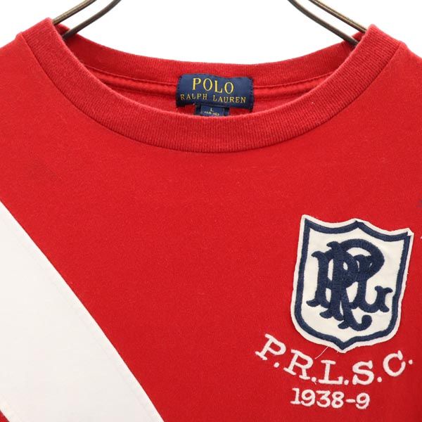 POLO RALPH LAUREN ポロラルフローレン ロゴ刺繍 半袖 Tシャツ L(14-16) レッド×ホワイト キッズ