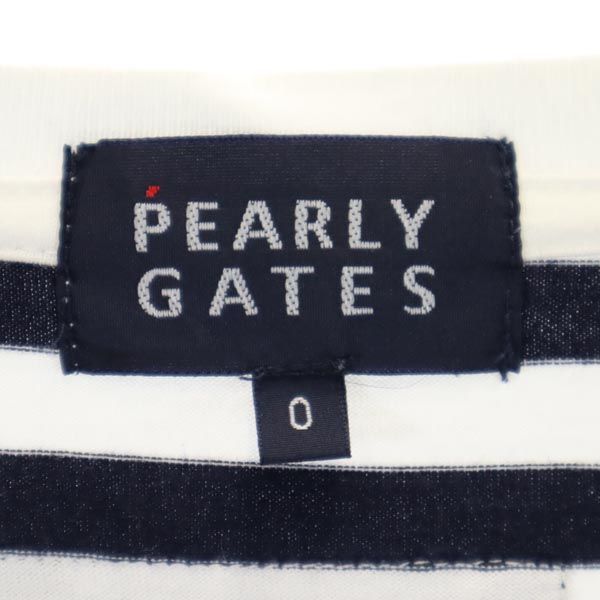 PEARLY GATES パーリーゲイツ 日本製 ボーダー柄 半袖 Tシャツ 0 ホワイト×ネイビー クルーネック オズワイド OSWALD レディース