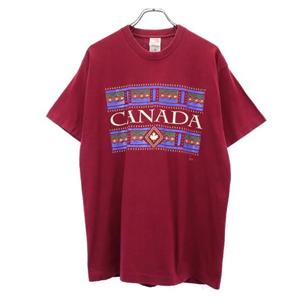 FRUIT OF THE LOOM フルーツオブザルーム 90s オールド ロゴプリント 半袖 Tシャツ L ボルドー メンズ