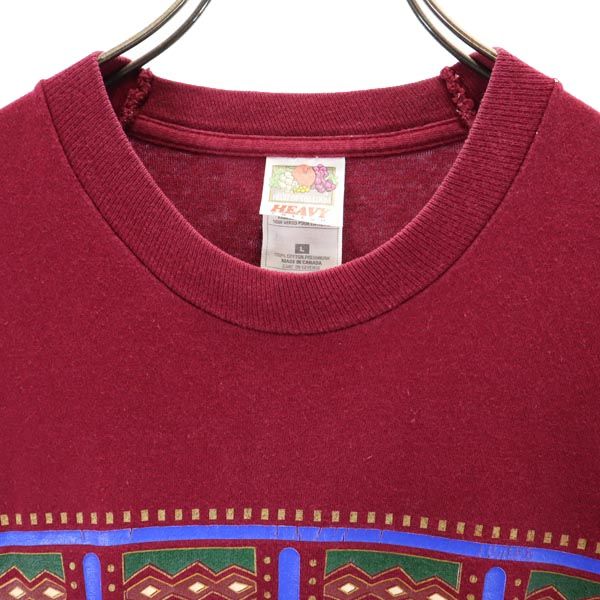 FRUIT OF THE LOOM フルーツオブザルーム 90s オールド ロゴプリント 半袖 Tシャツ L ボルドー メンズ