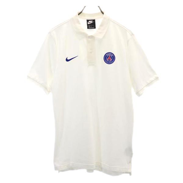 NIKE ナイキ ロゴ刺繍 トレーニング 半袖 ポロシャツ M ホワイト系 鹿の子 メンズ