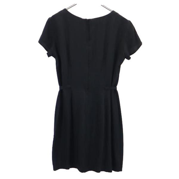 Just Choon 80s 90s USA製 半袖 ワンピース 11 ブラック系 ウエストリボン バックジップ レディース