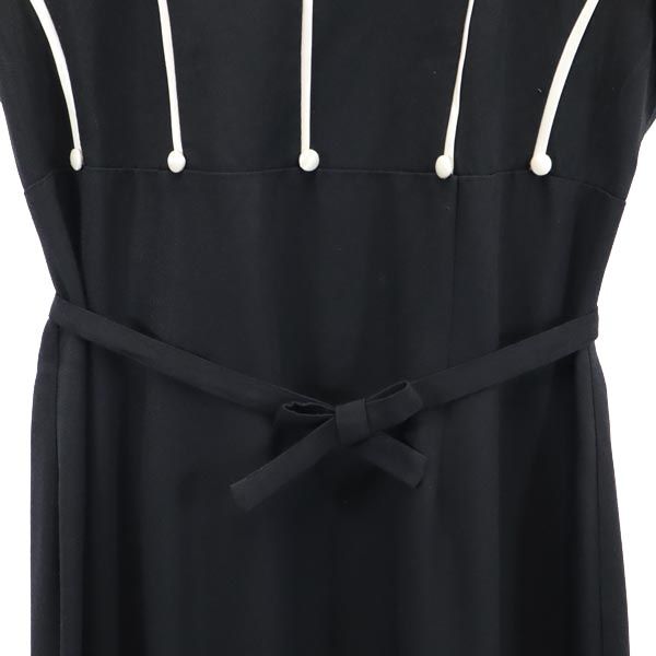 Just Choon 80s 90s USA製 半袖 ワンピース 11 ブラック系 ウエストリボン バックジップ レディース