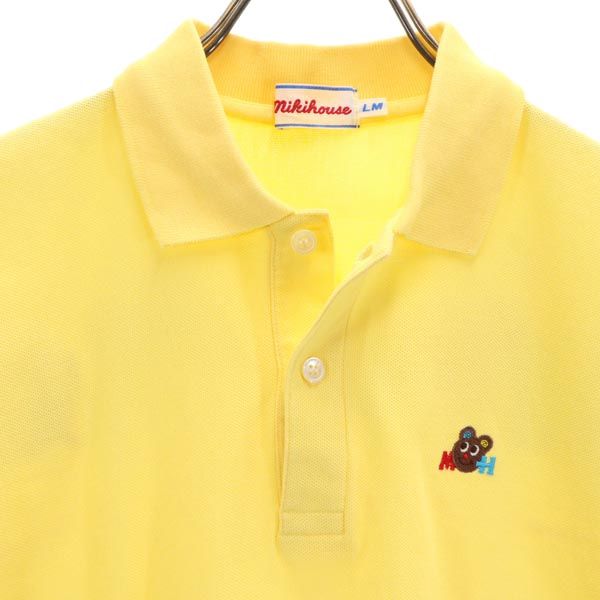 mikihouse ミキハウス 日本製 バックロゴ刺繍 半袖 ポロシャツ LM イエロー系 レディース
