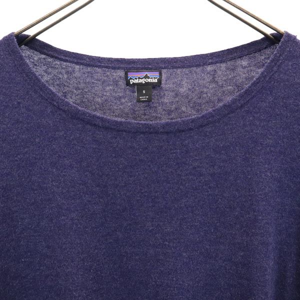 patagonia パタゴニア コットンブレンド 半袖 ニット S 紺 フレンチスリーブ セーター アウトドア レディース