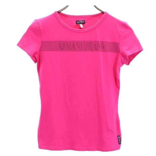 ARMANI JEANS アルマーニジーンズ イタリア製 ロゴプリント 半袖 Tシャツ 36 ピンク レディース