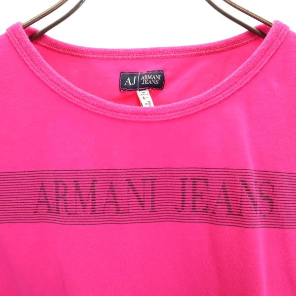 ARMANI JEANS アルマーニジーンズ イタリア製 ロゴプリント 半袖 Tシャツ 36 ピンク レディース