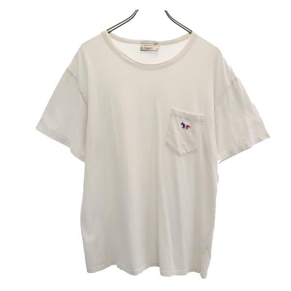 MAISON KITSUNE メゾンキツネ ロゴ刺繍 半袖 Tシャツ M ホワイト系 胸ポケット メンズ