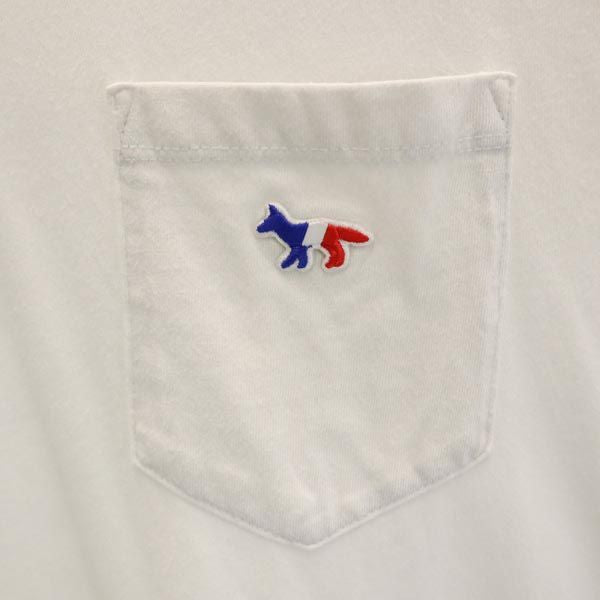 MAISON KITSUNE メゾンキツネ ロゴ刺繍 半袖 Tシャツ M ホワイト系 胸ポケット メンズ