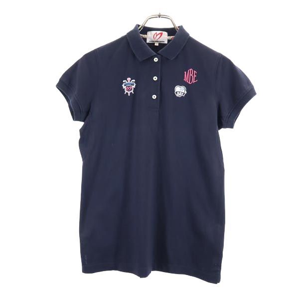 MASTER BUNNY EDITION マスターバニーエディション 日本製 ワンポイントワッペン ゴルフ 半袖 ポロシャツ 1 ネイビー レディース