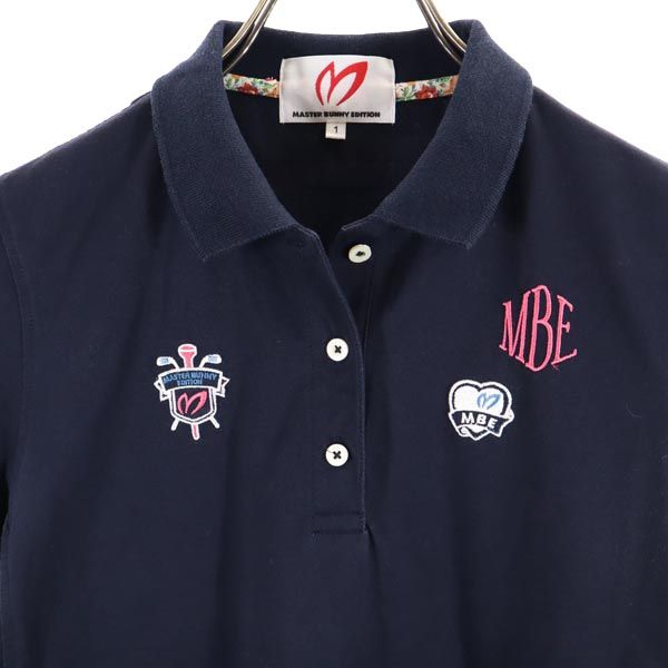 MASTER BUNNY EDITION マスターバニーエディション 日本製 ワンポイントワッペン ゴルフ 半袖 ポロシャツ 1 ネイビー レディース