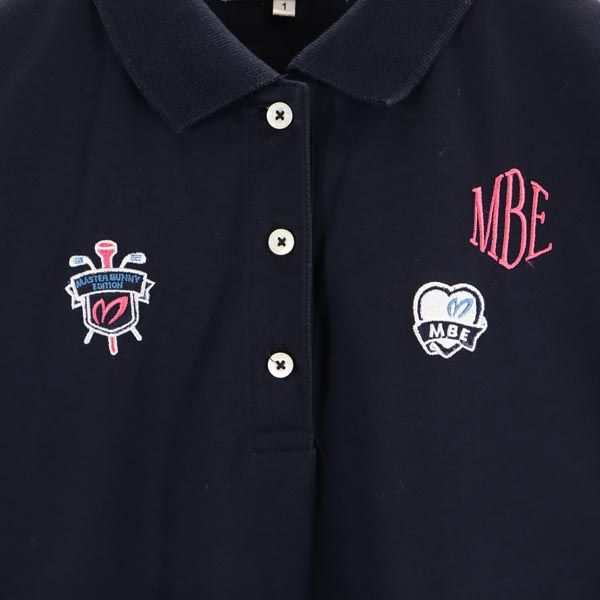 MASTER BUNNY EDITION マスターバニーエディション 日本製 ワンポイントワッペン ゴルフ 半袖 ポロシャツ 1 ネイビー レディース
