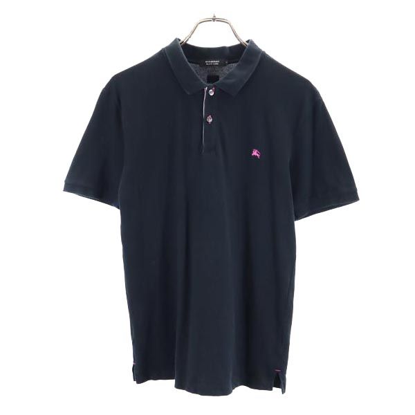 BURBERRY BLACK LABEL バーバリーブラックレーベル 三陽商会 ワンポイント刺繍 半袖 ポロシャツ 2 黒 メンズ