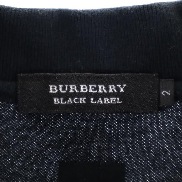 BURBERRY BLACK LABEL バーバリーブラックレーベル 三陽商会 ワンポイント刺繍 半袖 ポロシャツ 2 黒 メンズ