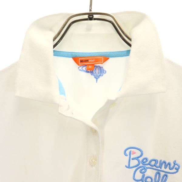 BEAMS ビームス 日本製 ゴルフ ノースリーブ ポロシャツ M 白 鹿の子 レディース