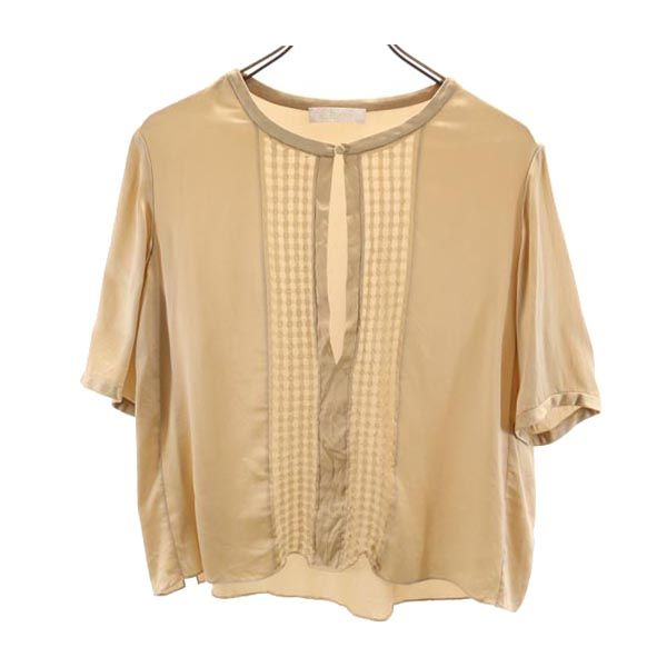 Chloe クロエ シルク 半袖 カットソー 34 キャメル レディース