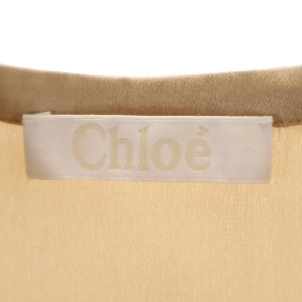 Chloe クロエ シルク 半袖 カットソー 34 キャメル レディース
