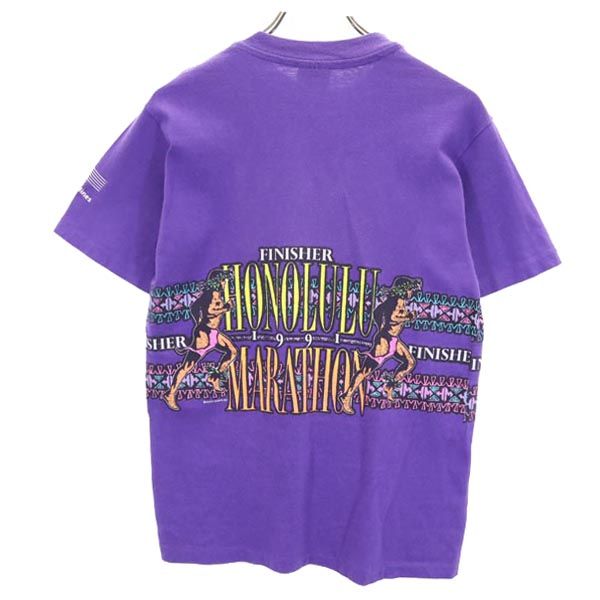 Hanes ヘインズ 90s USA製 オールド プリント 半袖 Tシャツ S/P パープル メンズ