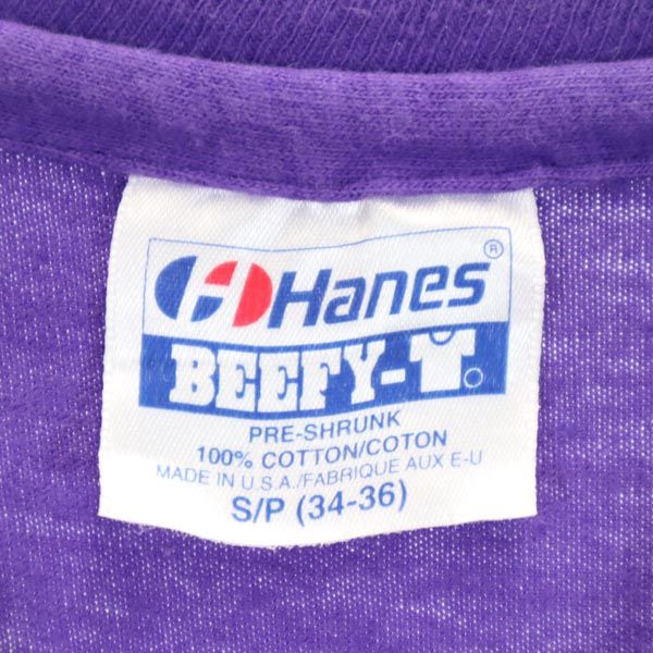 Hanes ヘインズ 90s USA製 オールド プリント 半袖 Tシャツ S/P パープル メンズ
