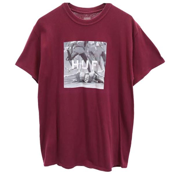 HUF ハフ プリント 半袖 Tシャツ M えんじ メンズ
