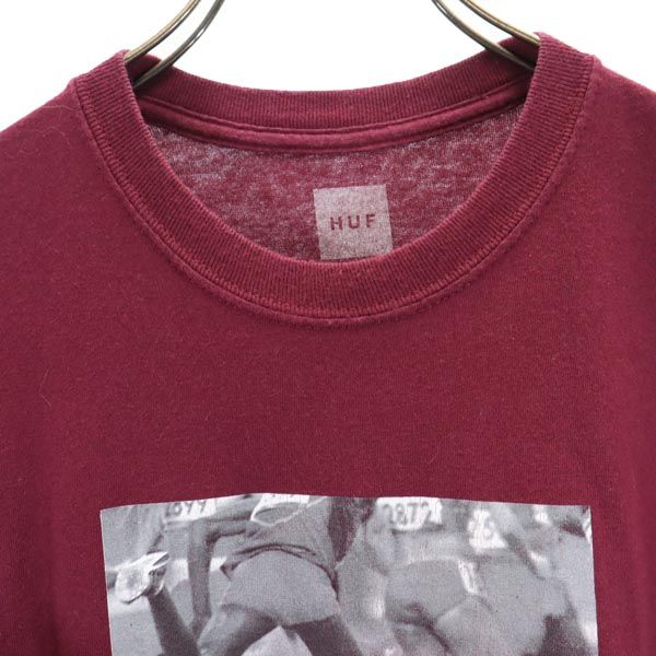 HUF ハフ プリント 半袖 Tシャツ M えんじ メンズ