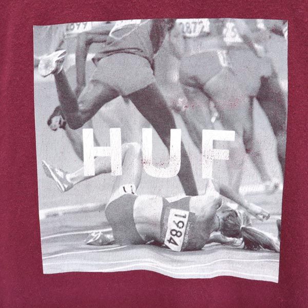 HUF ハフ プリント 半袖 Tシャツ M えんじ メンズ