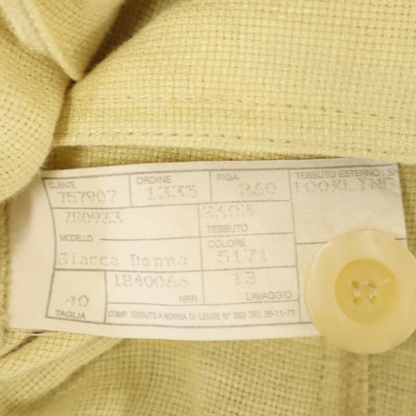 エンポリオアルマーニ イタリア製 リネン ダブルボタン ジャケット 40 黄 Emporio Armani レディース