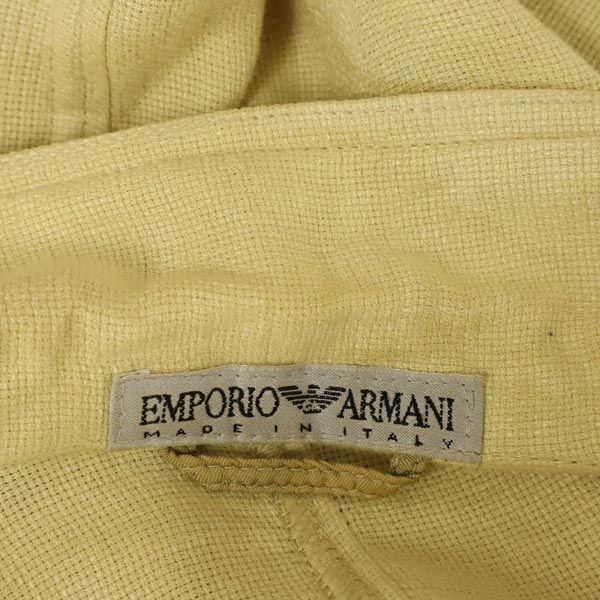 エンポリオアルマーニ イタリア製 リネン ダブルボタン ジャケット 40 黄 Emporio Armani レディース