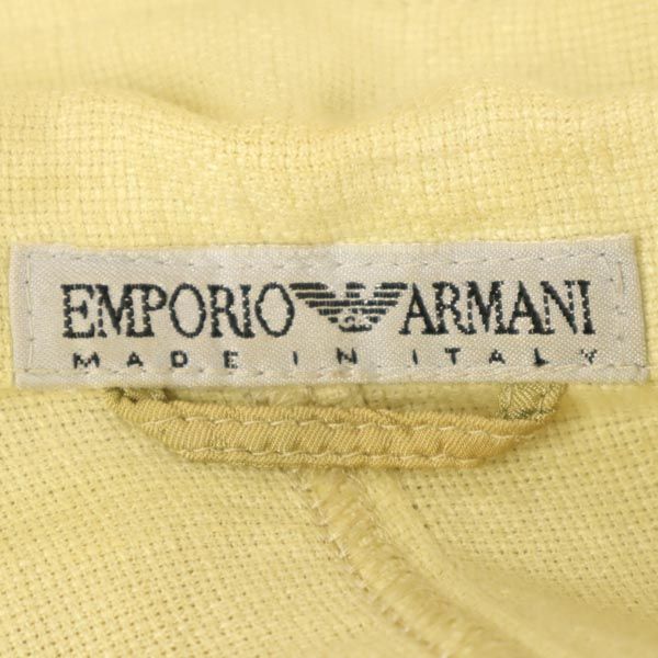 エンポリオアルマーニ イタリア製 リネン ダブルボタン ジャケット 40 黄 Emporio Armani レディース