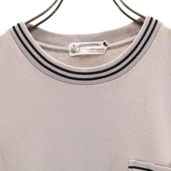 A BATHING APE アベイシングエイプ 日本製 ロゴ刺繍 半袖 Tシャツ S グレー系 胸ポケット レディース