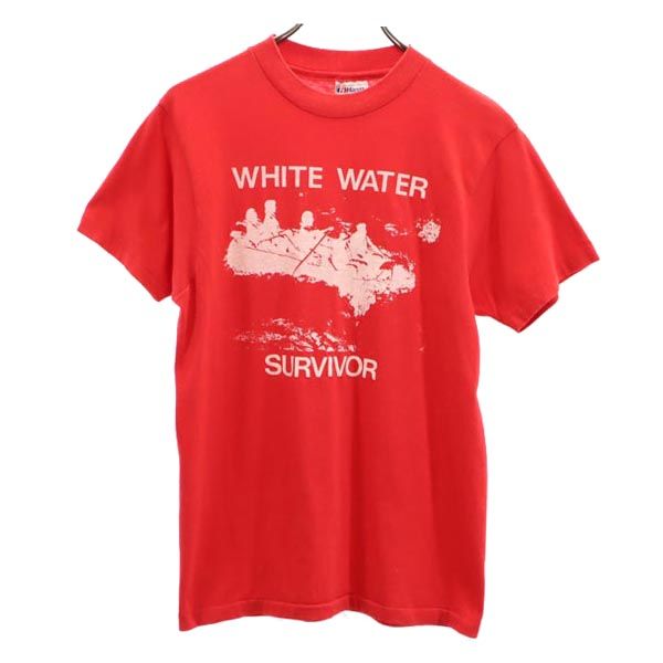 Hanes ヘインズ 80s 90s USA製 ヴィンテージ プリント 半袖 Tシャツ M レッド系 レディース