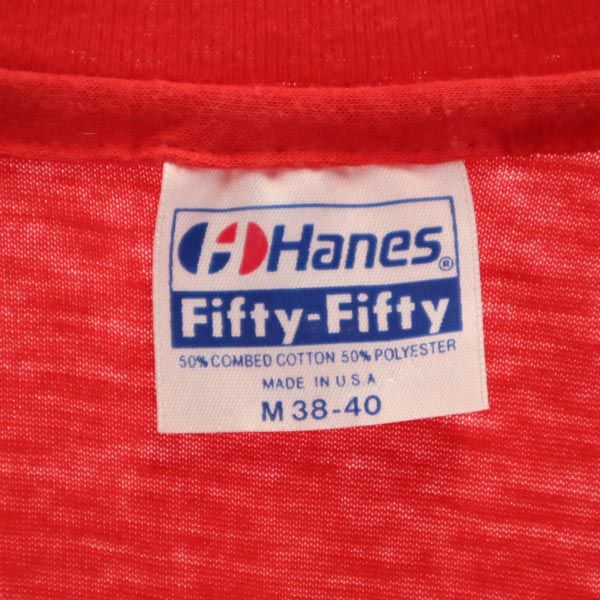 Hanes ヘインズ 80s 90s USA製 ヴィンテージ プリント 半袖 Tシャツ M レッド系 レディース