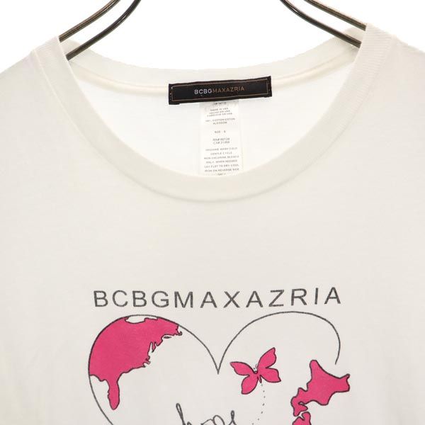 BCBGMAXAZRIA ビーシービージーマックスアズリア ロゴプリント 半袖 Tシャツ S ホワイト系 レディース