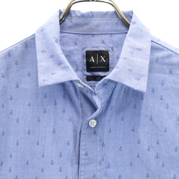 ARMANI EXCHANGE アルマーニエクスチェンジ 総柄 半袖 シャツ S ブルー系 メンズ