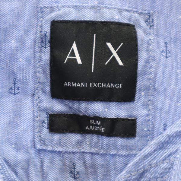 ARMANI EXCHANGE アルマーニエクスチェンジ 総柄 半袖 シャツ S ブルー系 メンズ