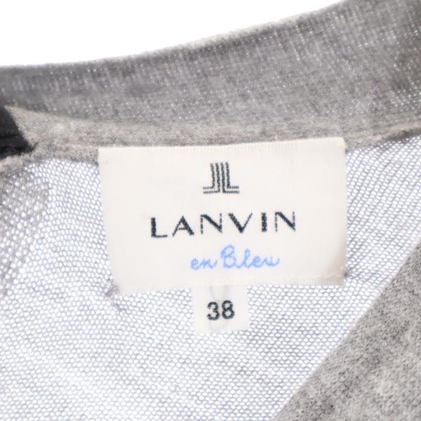 LANVIN en Bleu ランバンオンブルー 長袖 ニット カーディガン 38 グレー ドルマンスリーブ バックリボン レディース