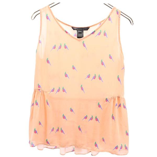 MARC BY MARC JACOBS マークバイマークジェイコブス シルク100% バード プリント ノースリーブ ブラウス S ペールピンク レディース