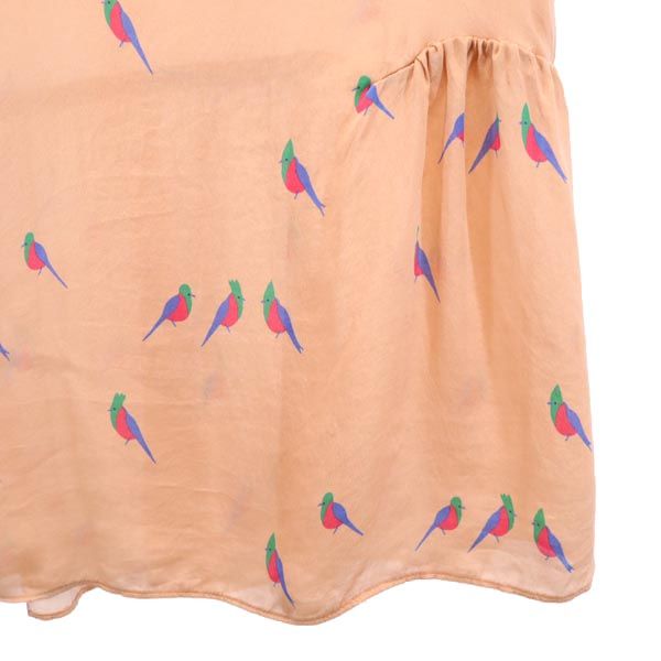 MARC BY MARC JACOBS マークバイマークジェイコブス シルク100% バード プリント ノースリーブ ブラウス S ペールピンク レディース