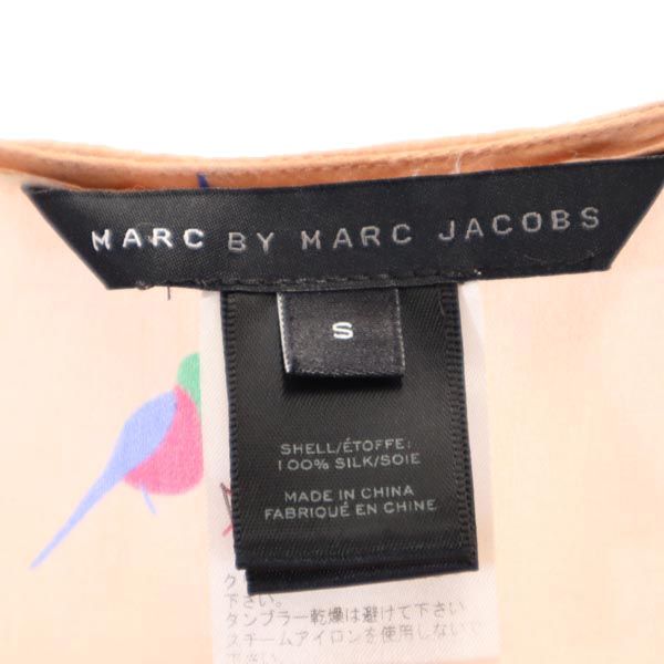 MARC BY MARC JACOBS マークバイマークジェイコブス シルク100% バード プリント ノースリーブ ブラウス S ペールピンク レディース